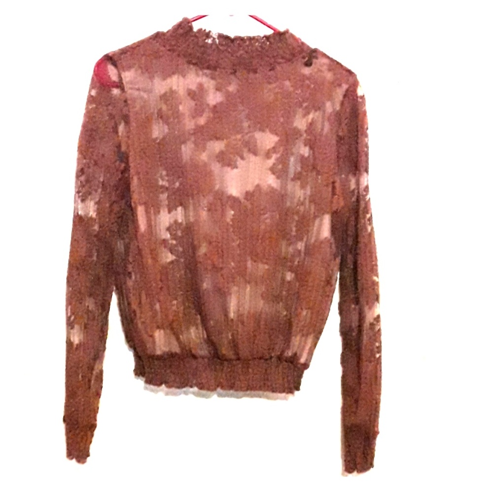 Chocolate brown vintage floral lace blouse.